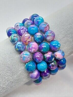 10mm Rainbow Dragon Vein Agate Bracelets